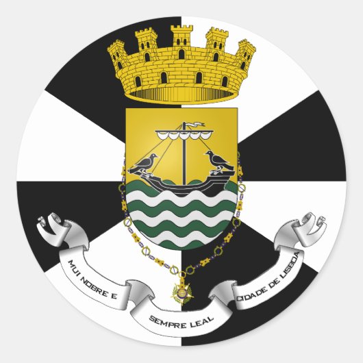 Lissabon-Flagge, Portugal Runder Aufkleber (Vorderseite)