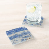 Lissabon-Fliesen-Glas-Untersetzer Glasuntersetzer (Schrägansicht)