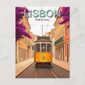 Lissabon Gelbe Straßenbahn Postkarte (Vorderseite)