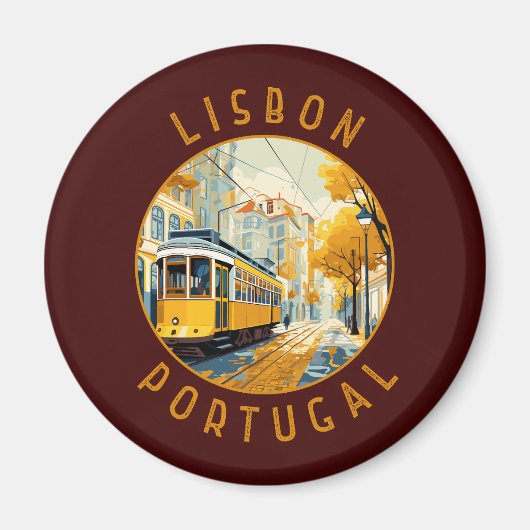 Lissabon Gelbe Straßenbahn Retro gestört Magnet (Vorne)