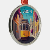 Lissabon Gelbe Straßenbahn Romantischer Anime-Stil Ornament Aus Metall (Rechts)
