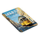 Lissabon Gelbe Straßenbahn Vintag Magnet (Rechte Seite)