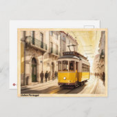 Lissabon Gelbe Straßenbahn Vintag Postkarte (Vorne/Hinten)