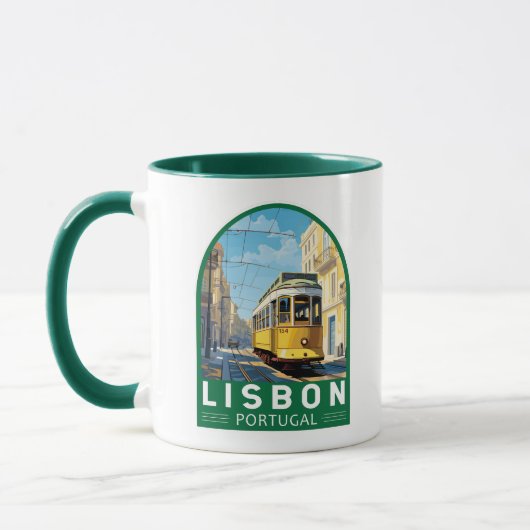 Lissabon Gelbe Straßenbahn Vintag Tasse (Links)