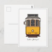 Lissabon Gelbe Straßenbahnvorderansicht Postkarte (Vorne/Hinten)