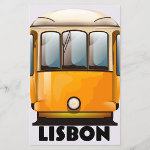 Lissabon gelbes Straßenbahn-Reiseposter