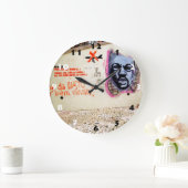 LISSABON GRAFFITI ART MIT SCHWARZEN UND WEISSEN NU GROßE WANDUHR (Zuhause)