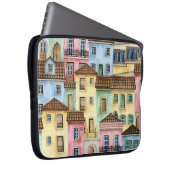 Lissabon-Häuser: Aquarellfarben-Muster. Laptopschutzhülle (Vorne Rechts)