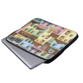 Lissabon-Häuser: Aquarellfarben-Muster. Laptopschutzhülle (Vorne Knopf)