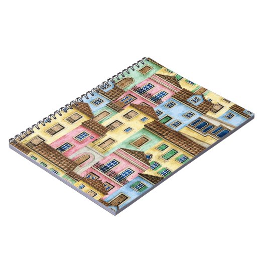 Lissabon-Häuser: Aquarellfarben-Muster. Notizblock (Linke Seite)