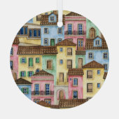 Lissabon-Häuser: Aquarellfarben-Muster. Ornament Aus Glas (Rückseite)