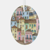 Lissabon-Häuser: Aquarellfarben-Muster. Ornament Aus Glas (Vorderseite links)