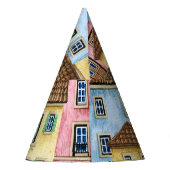 Lissabon-Häuser: Aquarellfarben-Muster. Partyhütchen (Rückseite)