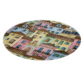 Lissabon-Häuser: Aquarellfarben-Muster. Schneidebrett (Ecke)