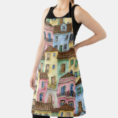 Lissabon-Häuser: Aquarellfarben-Muster. Schürze (InSitu)