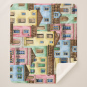 Lissabon-Häuser: Aquarellfarben-Muster. Sherpadecke (Vorderseite)