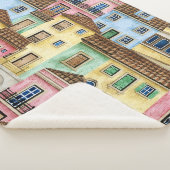 Lissabon-Häuser: Aquarellfarben-Muster. Sherpadecke (3/4)