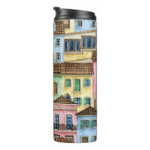Lissabon-Häuser: Aquarellfarben-Muster. Thermosbecher (Nach rechts gedreht)