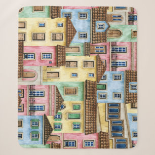 Lissabon Häuser: Wasserfarbenes Funikularmuster. Sherpadecke