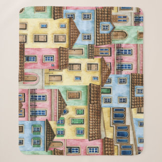 Lissabon Häuser: Wasserfarbenes Funikularmuster. Sherpadecke