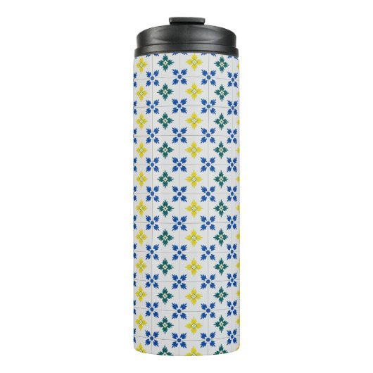 Lissabon hübsche Fliesen oder Azulejo-Muster Thermosbecher (Vorderseite)