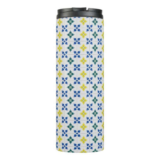 Lissabon hübsche Fliesen oder Azulejo-Muster Thermosbecher (Rückseite)