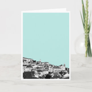 Lissabon in der aquamarinen Gruß-Karte Karte