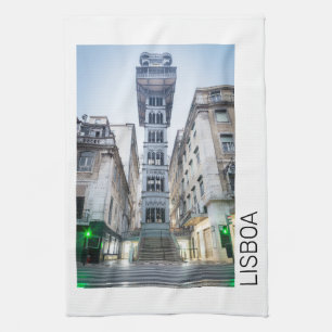 Lissabon in Portugal mit Retro-Aufzug-Souvenir Geschirrtuch