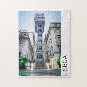 Lissabon in Portugal mit Retro-Aufzug-Souvenir Puzzle