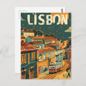 Lissabon Jahrgang Reise und Kunst Postkarte (Vorne/Hinten)