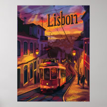 Lissabon-Lichter: Sonnenuntergang, Nacht und Tramw