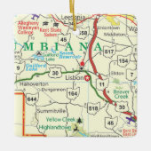 Lissabon-Ohio-Vintage Karte Keramikornament (Vorderseite)