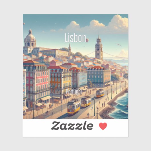 Lissabon Portugal 3 Zoll Vinyl Sticker (Blatt)