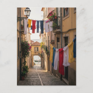 Lissabon Portugal Alfama Straße Wäsche Reise Postkarte