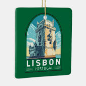 Lissabon Portugal Belem Tower Travel Retro Emblem Keramikornament (Rechts)