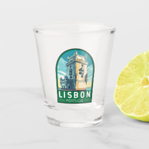 Lissabon Portugal Belem Tower Travel Retro Emblem Schnapsglas