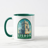 Lissabon Portugal Belem Tower Travel Retro Emblem