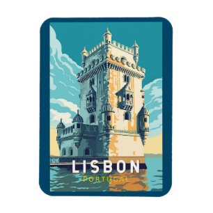 Lissabon Portugal Belem-Turm Reise Kunst Vintage Magnet