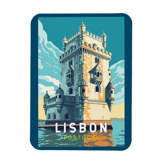 Lissabon Portugal Belem Turm Reisen Vintag Magnet (Vertikal)