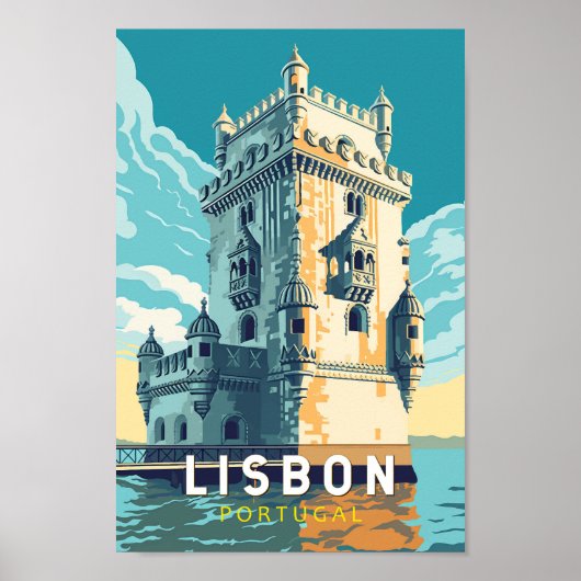 Lissabon Portugal Belem Turm Reisen Vintag Poster (Vorne)