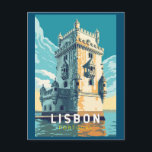 Lissabon Portugal Belem Turm Reisen Vintag Postkarte<br><div class="desc">Lissabon Portugal Retrodesign zeigt den Belém Tower. Belém Tower,  offiziell der Turm von Saint Vincent ist eine Festung aus dem 16. Jahrhundert in Lissabon,  die als ein Punkt der An-und Ausschiffung für portugiesische Entdecker, </div>