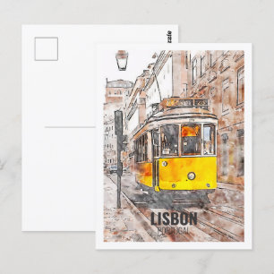Lissabon Portugal Berühmte Reise Aquarell-Skizze Postkarte