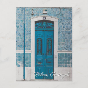 Lissabon Portugal - Blaue Tür Postkarte