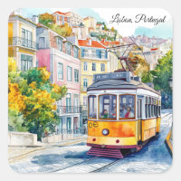 Lissabon Portugal Bunte Vintage Straßenbahn Szene