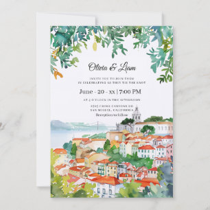 Lissabon Portugal Europäische Zielhochzeit Einladung
