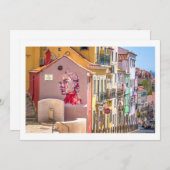 Lissabon, Portugal, farbenfrohe Wandmalerei, Note  Mitteilungskarte (Vorne/Hinten)