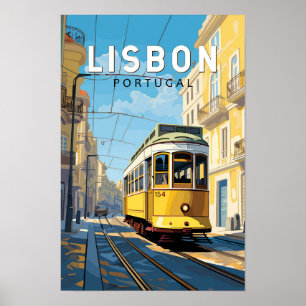 Lissabon Portugal Gelbe Straßenbahn Reise Kunst Vi Poster