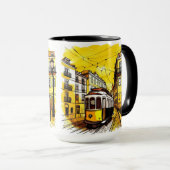 Lissabon, Portugal Gelber Trolley Tasse (VorderseiteRechts)
