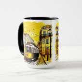 Lissabon, Portugal Gelber Trolley Tasse (Vorderseite Links)
