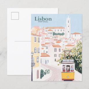 Lissabon Portugal Gouache-Malerei-Illustration Rei Postkarte
